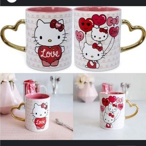 Sanrio Hello Kitty Love Heart-Shaped Handle Ceramic Mug | Large Coffee Pink